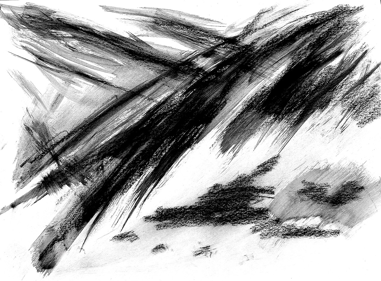 Studio work in progress, charcoal